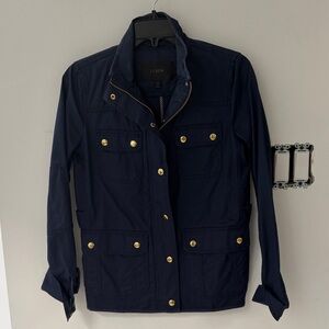 J. Crew Navy waxed Utility Field Jacket with Gold Hardware
